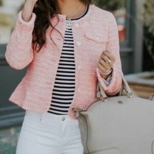 J CREW Elegant Pink Tweed Blazer